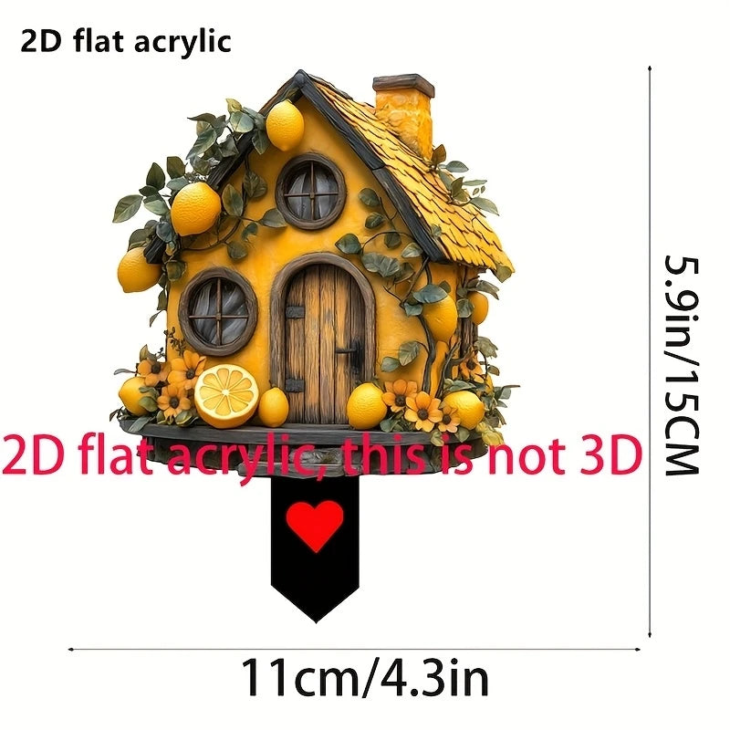 2D planar Acrylic House Design Bonsai Planting Area Farm Garden Grassland Ground Decoration Potted Plant Inserts Home Decor