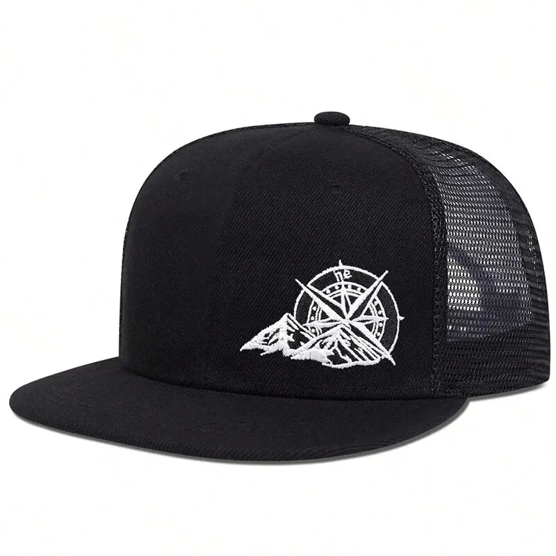 Unisex Compass Mountain Embroidery Hip-hop Net Hats Spring Summer Outdoor Adjustable Casual Baseball Caps Sunscreen Hat