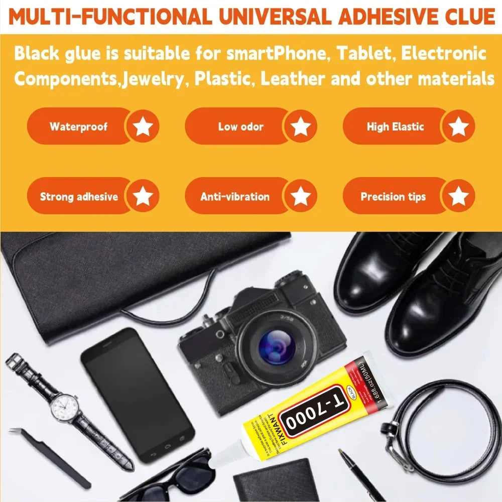 T7000 Black Soft Adhesive T-7000 Computer Cell Phone Touch Screen Repair Frame Anti-vibration Universal Glue 15/50/110ML