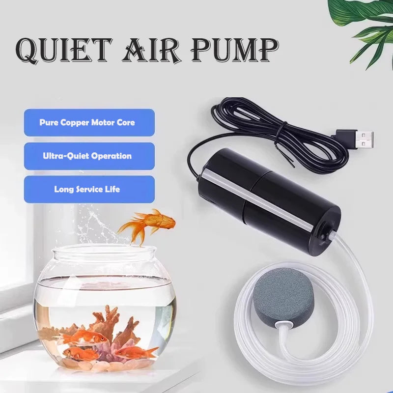 Usb Aquarium Air Pump Portable Silent High Air Volume Oxygenator For Fish Tank Aquatic Accessories Fish Keeping Supplies