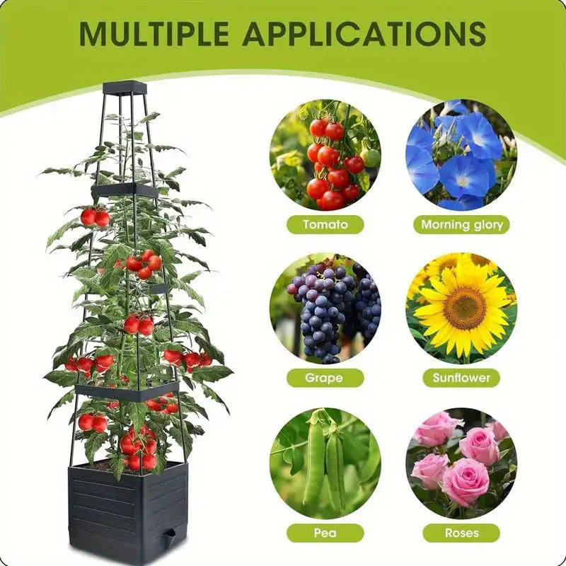 Garden Raised Bed Planter Boxes with Trellis,Tomato Tower Self Watering Planter,Tomato Climbing Stand Gardening Tools Planting