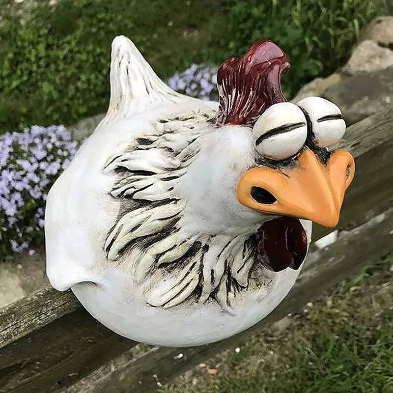 Funny Fence Chicken Spoof Rooster Garden Decoration Ornaments Resin Craft Garden  Garden