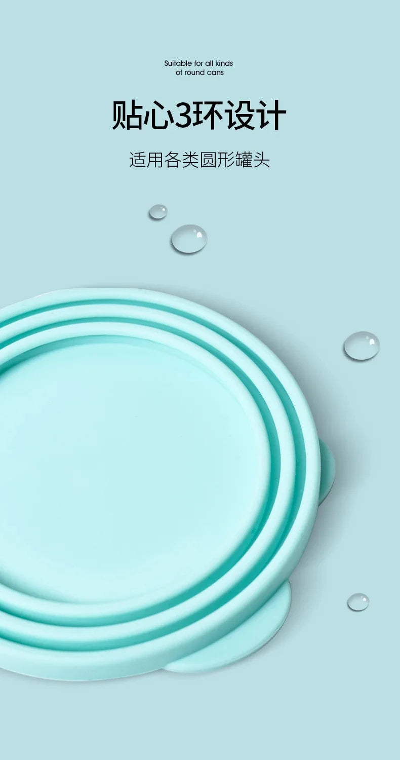 Portable Silicone Canned Lid Spoon Reusable Cover Sealed Pet Food Can Lids For Puppy Cat and Dog Food Storage Fresh-Keeping Item