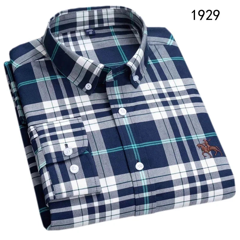 Long Sleeve Shirts for Men Clothing Autumn Winter 100% Cotton Oxford Top Blouse Large Size Business Casual Shirts Korean Fashion
