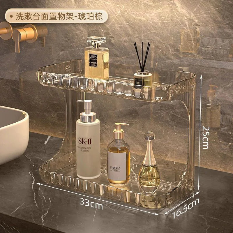 Bathroom Storage Rack Toilet Double Layer Cosmetics Storage Box Washstand Organizer Desktop Skincare Storage Rack Display Stand