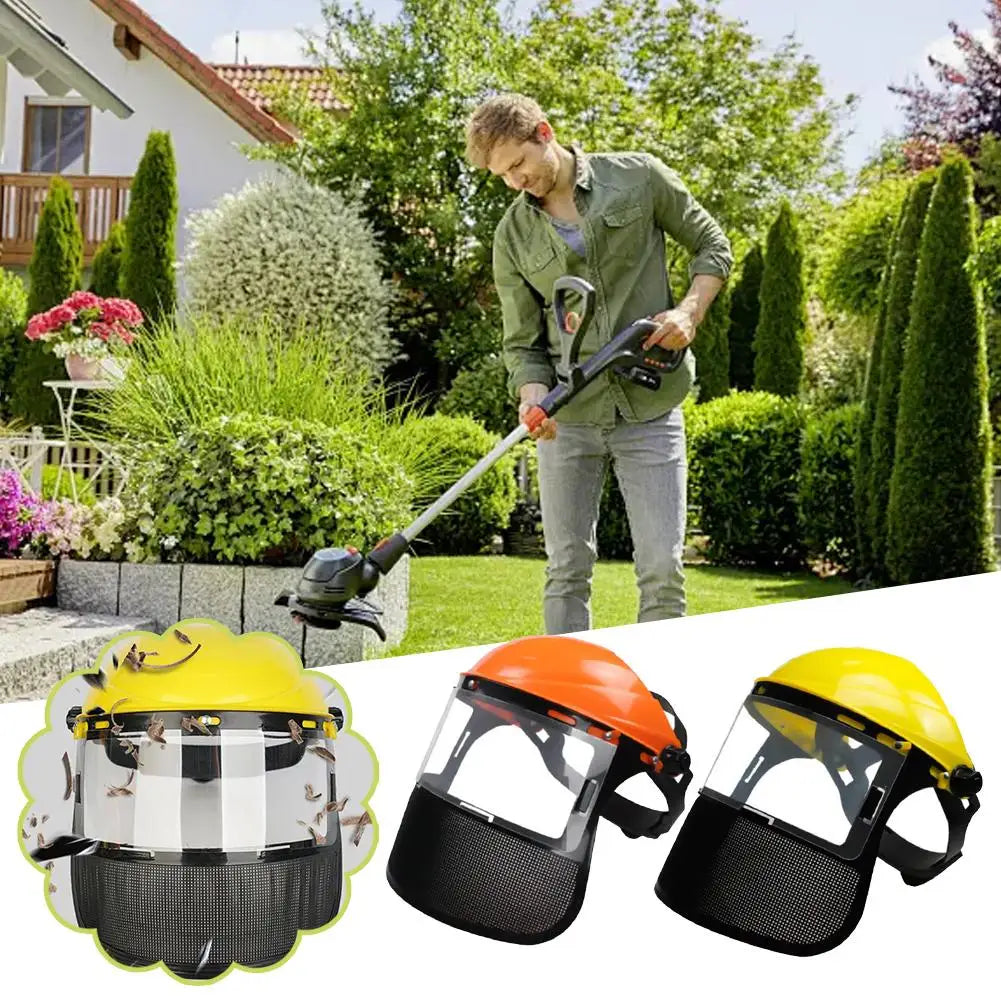 Garden Grass Trimmer Safety Helmet Hat With Full Face Mesh Protective Mask For  Logging Brush Cutter Forestry Protection