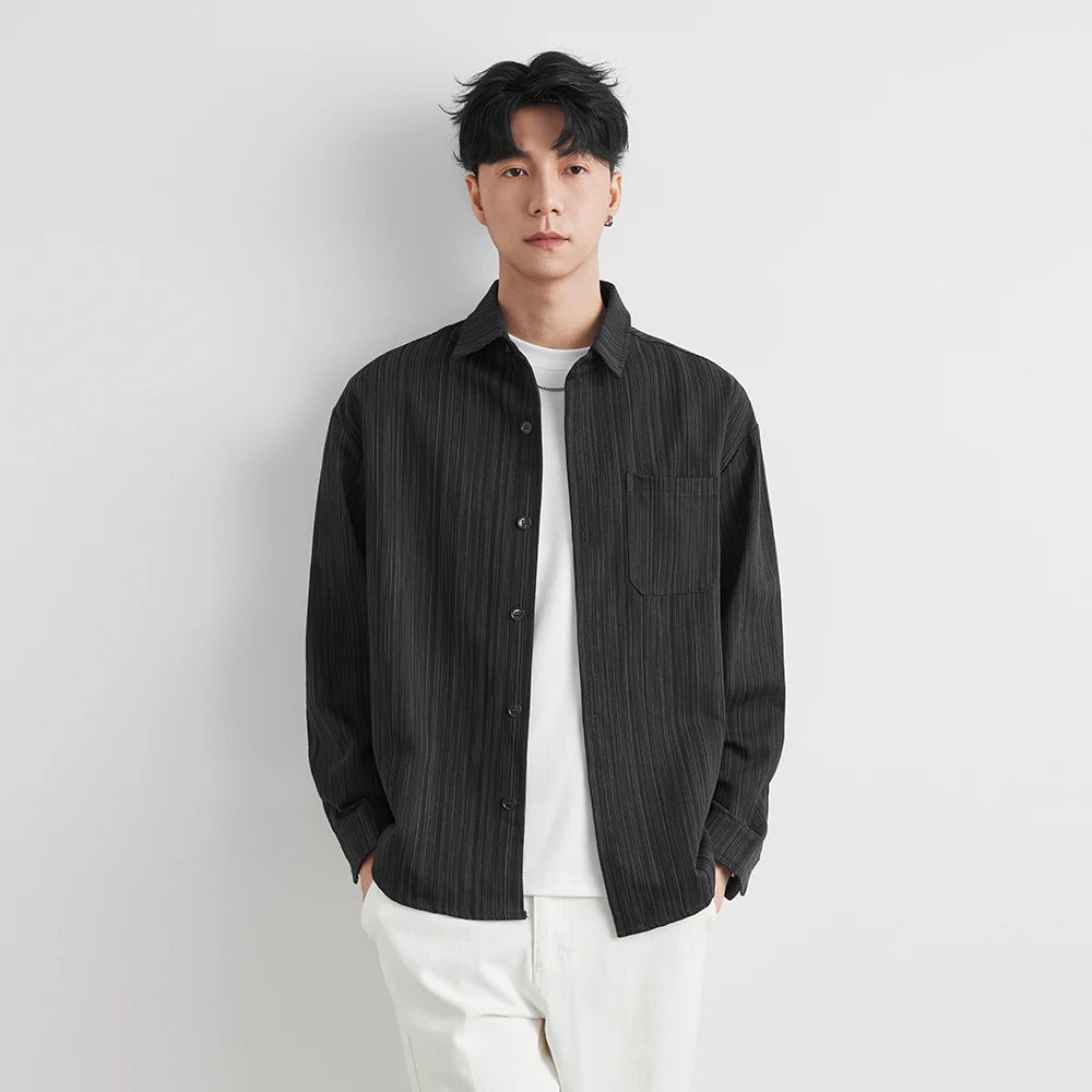 Loose Long Sleeve Casual Shirt for Men Autumn Trendy Versatile Street Style Hong Kong Wind INS Male Fashion Outerwear