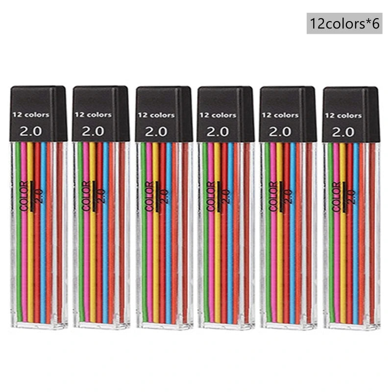 Mechanical Pencil Set 2.0 mm with 2B Black/Colors Lead Refill For Writing Sketching Art Drawing Painting School Automatic Pencil