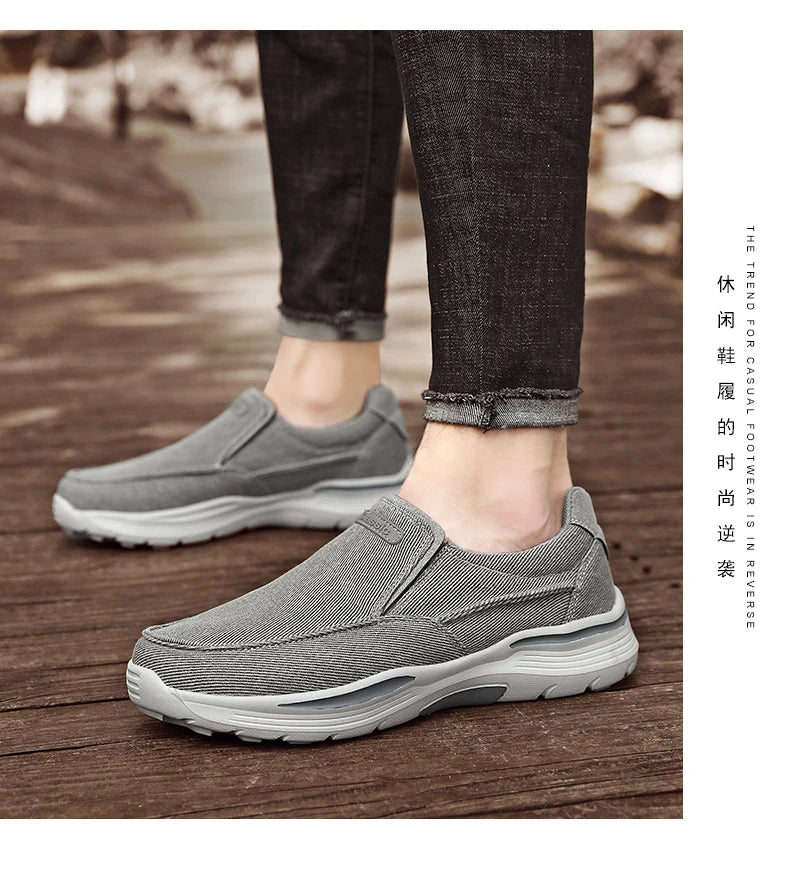 New Men's Casual Sports Shoes Outdoor Comfortable Shoelace-Free Hiking Shoes Denim Fashion And Comfortable Walking Whoes
