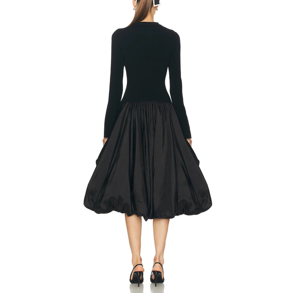 Black Evening Dresses for Women 2025 O-Neck Long Sleeves Evening Gowns Tea Length A Line Elegant Formal Party Dress Customized