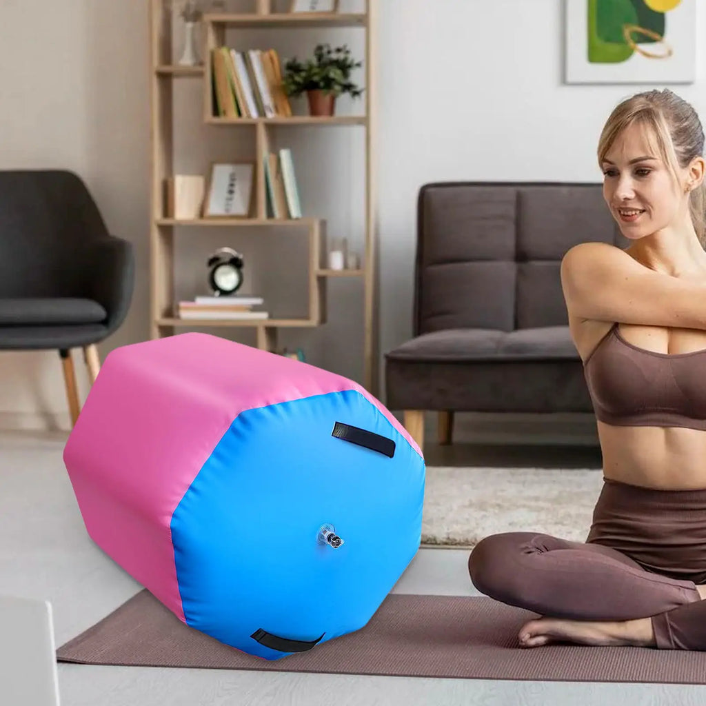 Air Roller Gymnastics Barrel Non-Slip Soft Equipment Gymnastics Skill Tumbling Roller for Fitness Training Home Yoga Gym Indoor