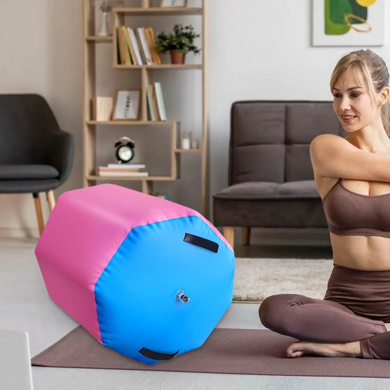 Air Roller Gymnastics Barrel Non-Slip Soft Equipment Gymnastics Skill Tumbling Roller for Fitness Training Home Yoga Gym Indoor