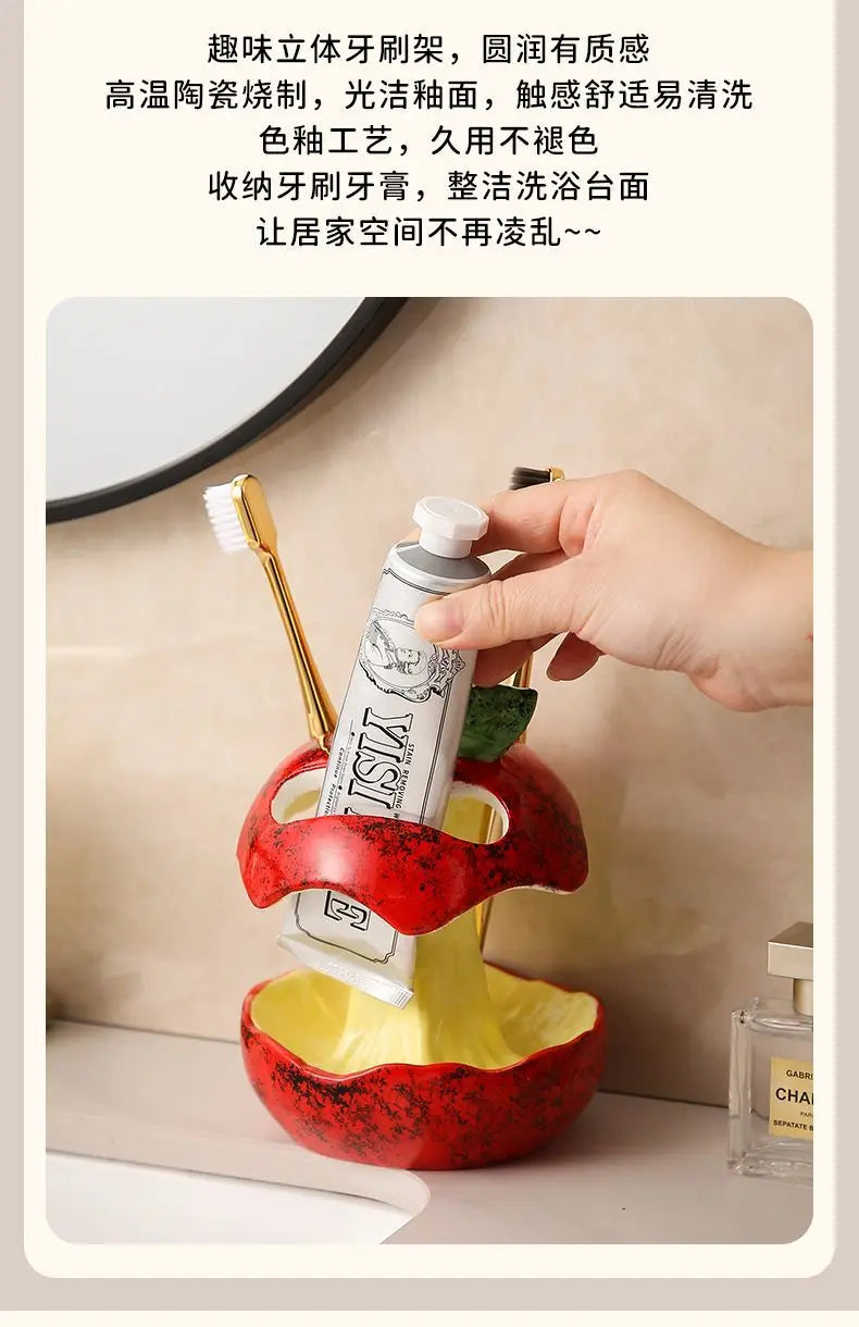 Bathroom electric toothbrush and toothpaste storage rack Ceramic bathroom washstand Dental storage rack