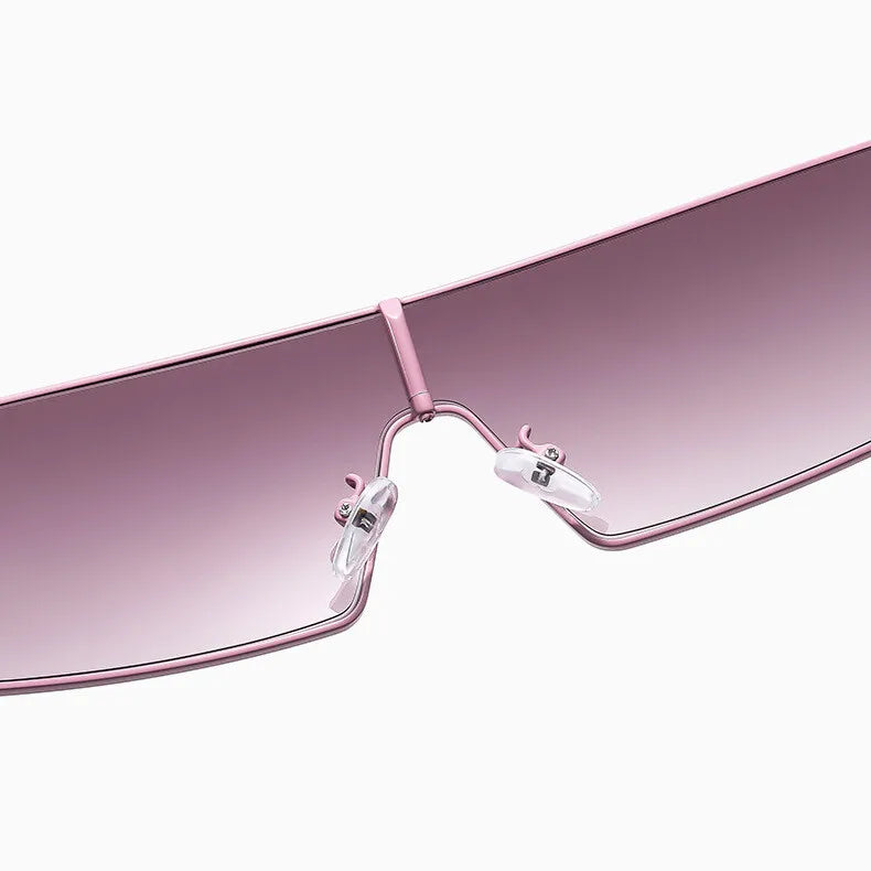 2024 Sense Of Technology Sunglasses Trendy New In One-piece Lens Goggle Ladies Outdoors Riding Sports Metal Suneyeglass 301150