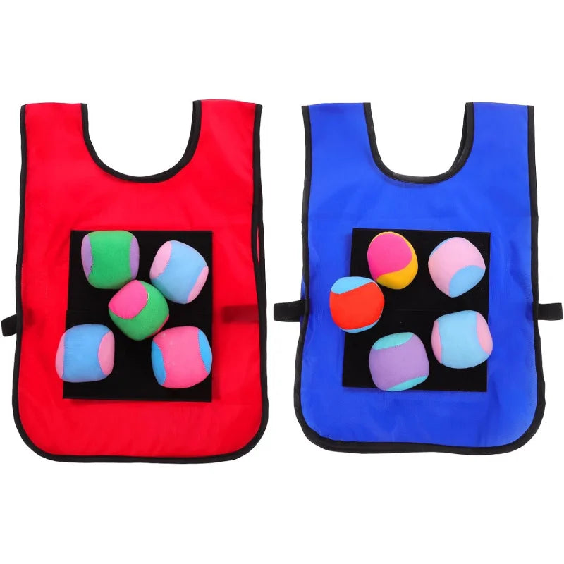 Sets Stick Throwing Ball and Vest:  Soft Fleece Balls Target Dodgeball, Outdoor Game Props for Kids Play and Sports Activities