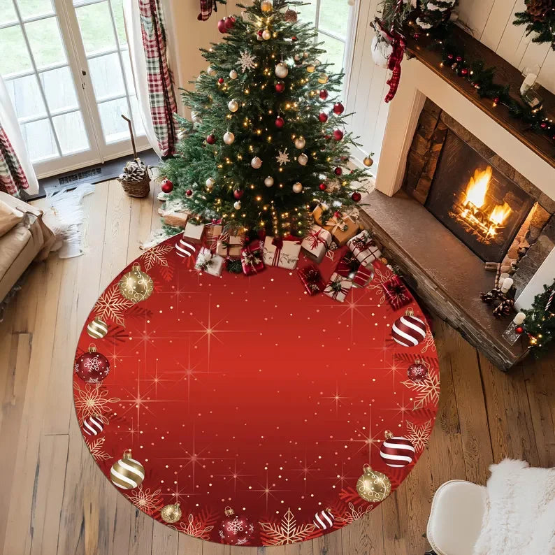 Christmas Eve Area Rug Christmas Round Rug Christmas Rug Christmas Decoration Gift Round Rug Snowman Bath Rug Christmas Red Rug