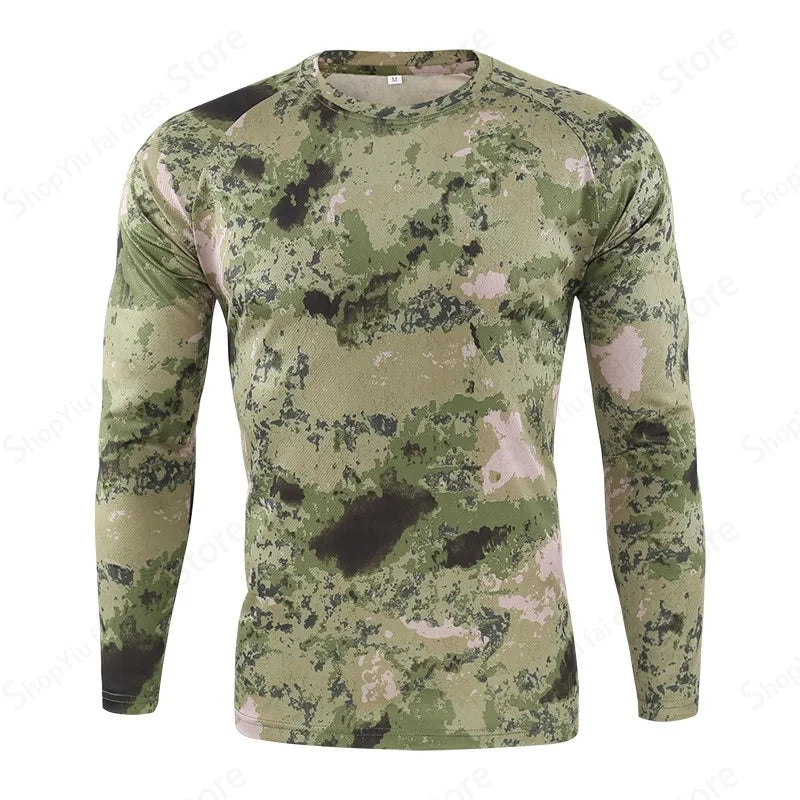 Men's Long Sleeve T-shirt 3d Camouflage Print Graphic T Shirts Men Women Fashion Fitness Tops Tees Outdoor Top Camo Clothing