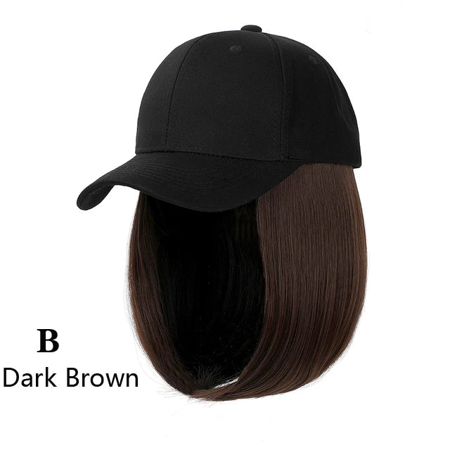 Beanies Hat With Hair Wigs For Women 24 inch Long Straight Hair Synthetic Wig Warm Soft Ski Knitted Autumn Winter Cap