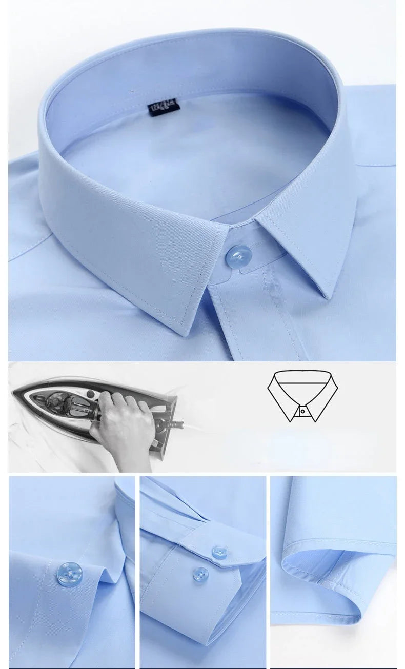 Mens Fashion Long Sleeve Shirts Cotton Spring Autumn Slim Fit White Blue Black Smart Male Casual Shirt Solid Clothing KOACUS