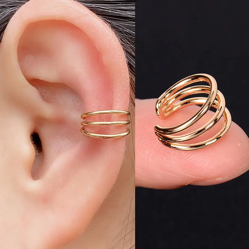 Stackable Earrings Without Ear Hole Star Wrap Clip On Earrings Earcuff for Women Ear Screen Climb Cuffs Fake Piercing One pair