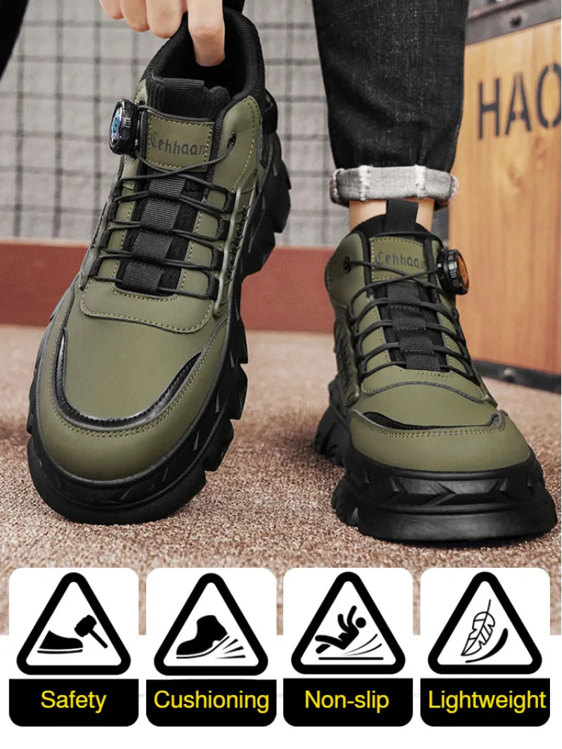 Men's Autumn New Retro Work Boots, Thick-Soled High-Top Casual Ankle Boots, Non-Slip Durable, Ideal for Daily & Outdoor Wear