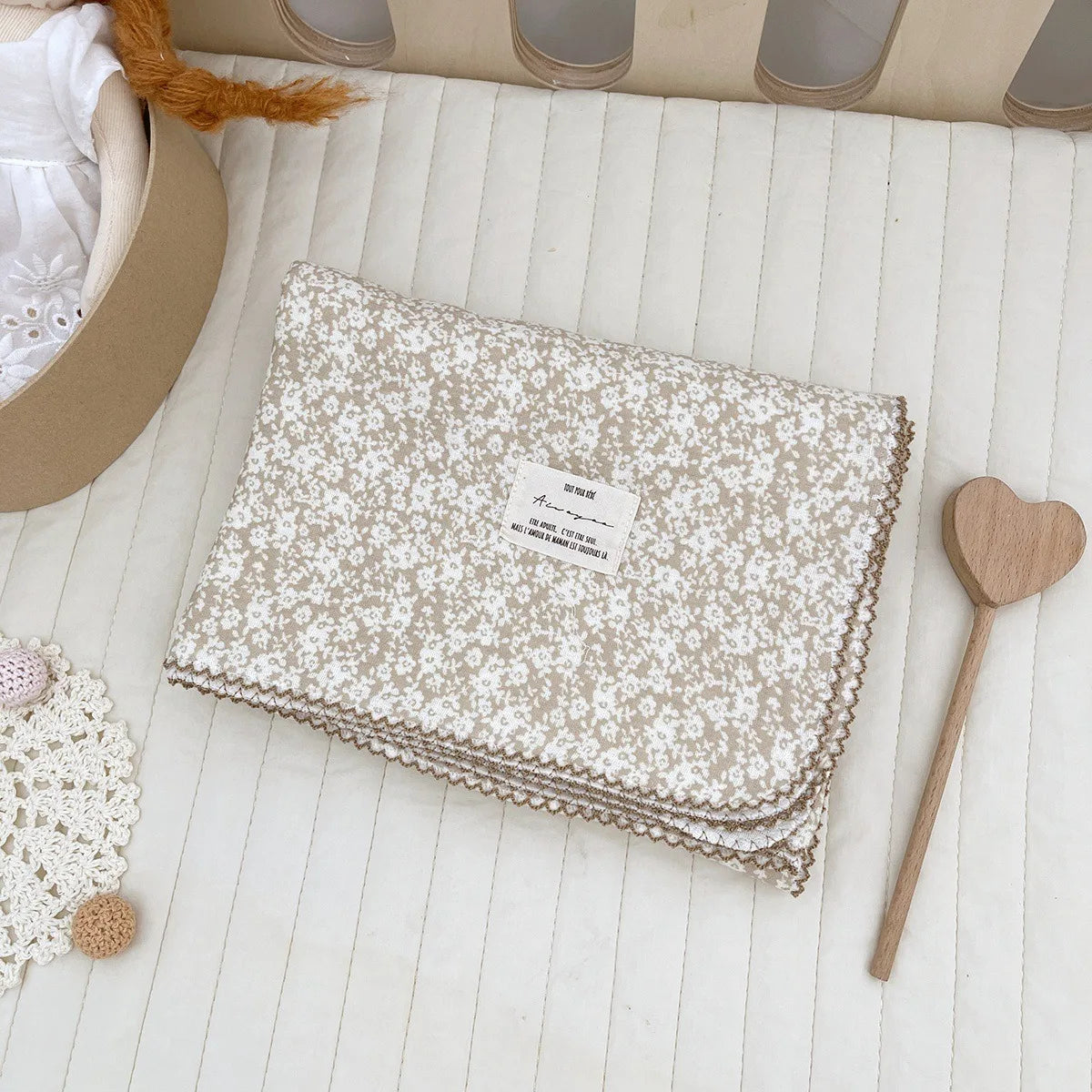 2-3 Layers Baby Blankets Bear Dots Print Cotton Gauze Muslin Swaddle Wrap Newborn Infant Bedding Sleeping Receving Blanket