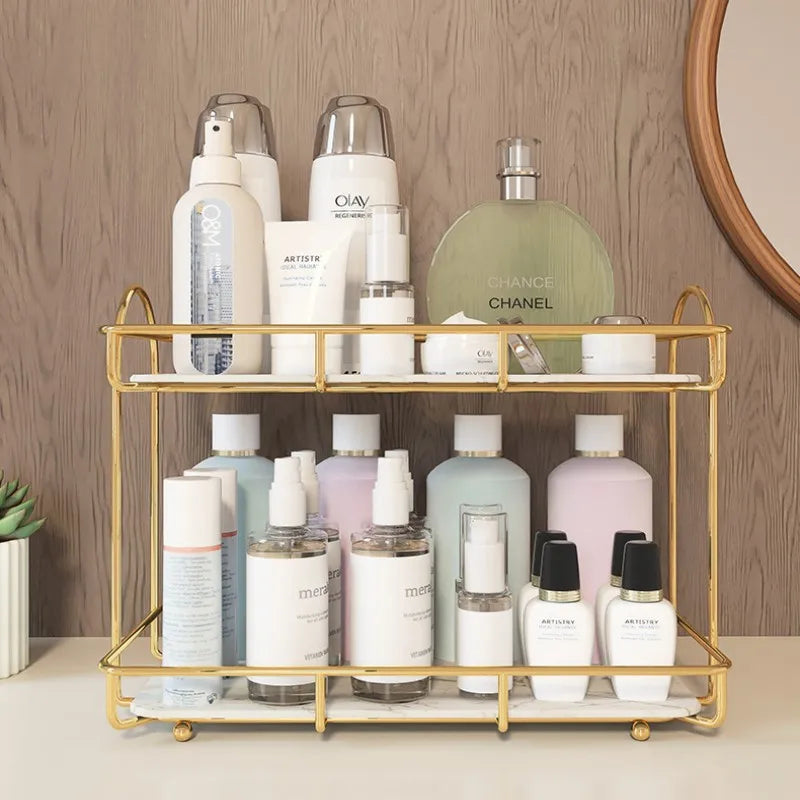 Bathroom Organizer Shelf  Metal Large Capacity Skincare Shampoo Perfume Storage Rack Home Kitchen Desktop Organizer Holder