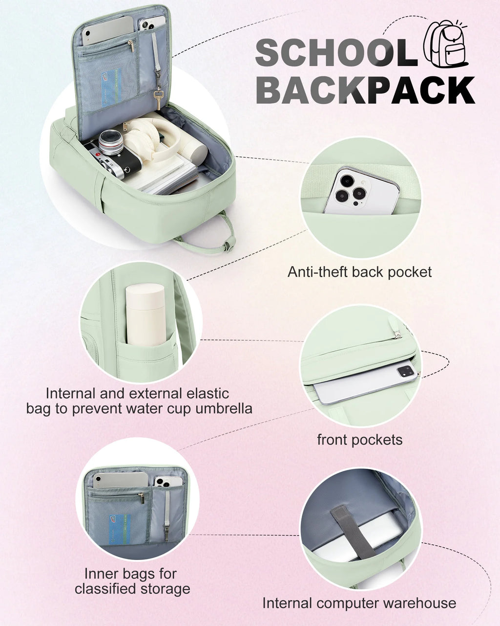 Travel backpack, ladies large capacity short-distance travel bag, college students computer backpack, duffel bag, multi-color