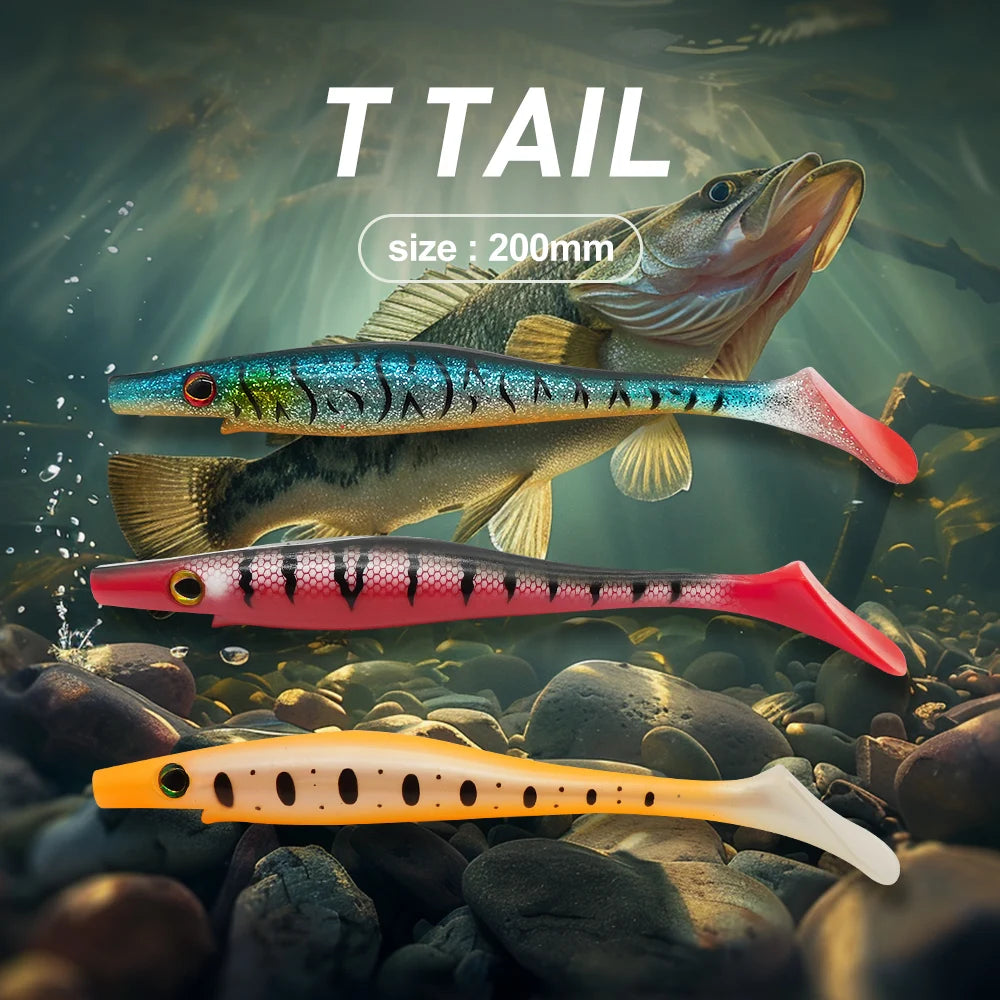 ESFISHING Big bait fishing lure 200mm hog shad sea fishing for pike trout perch soft baits saltwater leurres souple swimbait