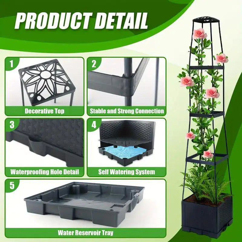 Garden Raised Bed Planter Boxes with Trellis,Tomato Tower Self Watering Planter,Tomato Climbing Stand Gardening Tools Planting