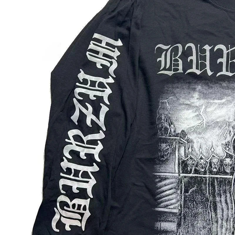 Long Sleeves T Shirts 90s Letter Graphic Print Oversized T Shirt New Harajuku Gothic Cotton Casual Tops Mens Womens Streetwear