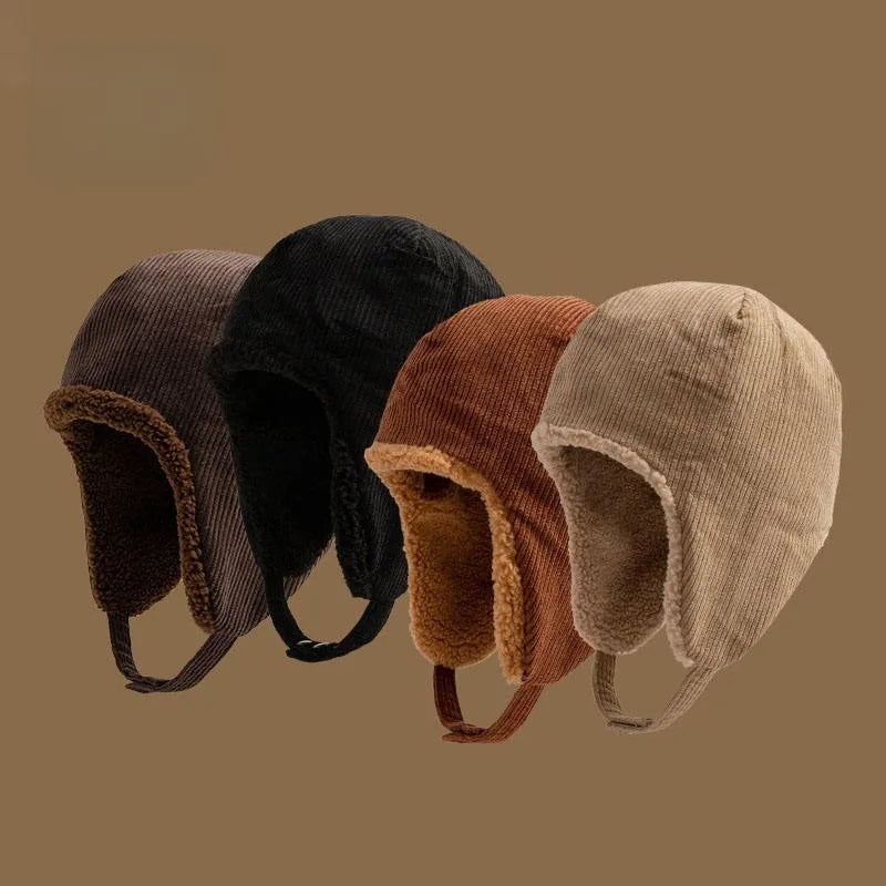 Retro Men's and women's Thick Wool Hats for Autumn and Winter Outdoor Warmth, Windproof and Warm Hats, Double-sided Can Be Worn
