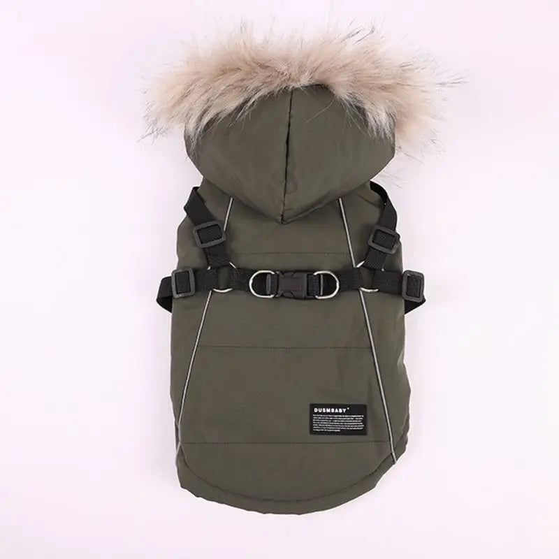 UBBT Winter Pet Dog Harness Jacket Doggie Fleece Coat Warm Dog Clothes Hoodie Hooded Coat Pet Warm Clothing For Small Large Dogs