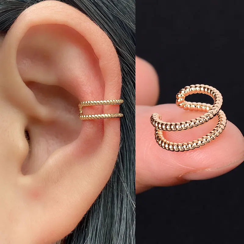 Stackable Earrings Without Ear Hole Star Wrap Clip On Earrings Earcuff for Women Ear Screen Climb Cuffs Fake Piercing One pair