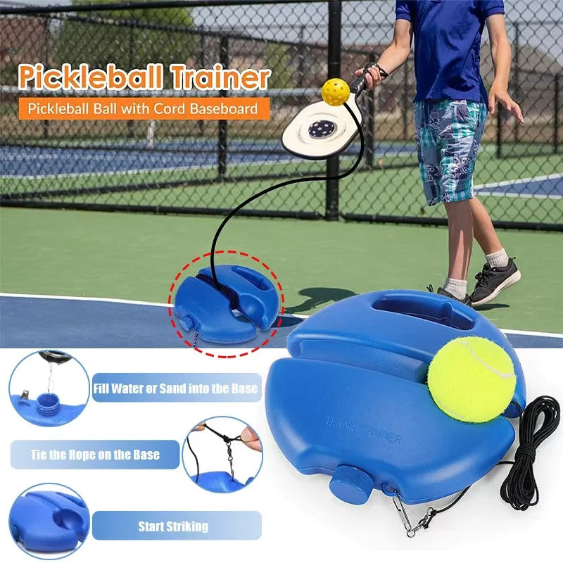 Tennis Training Aids Base With Elastic Rope Ball Practice Self-Duty Shock Absorb Rebound Tennis Trainer Partner Sparring Device