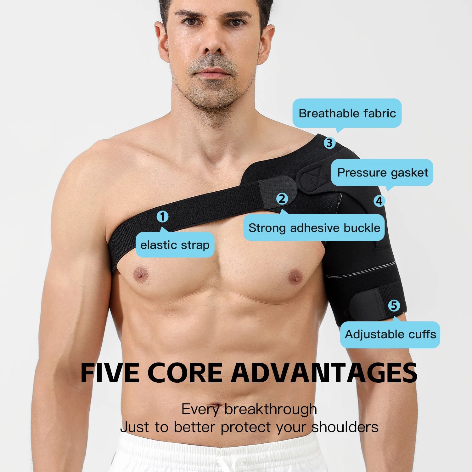 Adjustable Sports Shoulder Guard Stable Support For Shoulder Protection Gym Outdoor Sports Ball Sports Protective Equipment