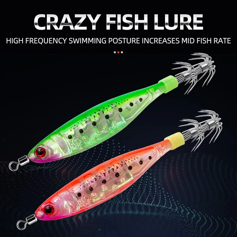 Glow-in-the-dark wood shrimp squid hook plastic hard bait blowpipe octopus hook lure fake bait squid bait