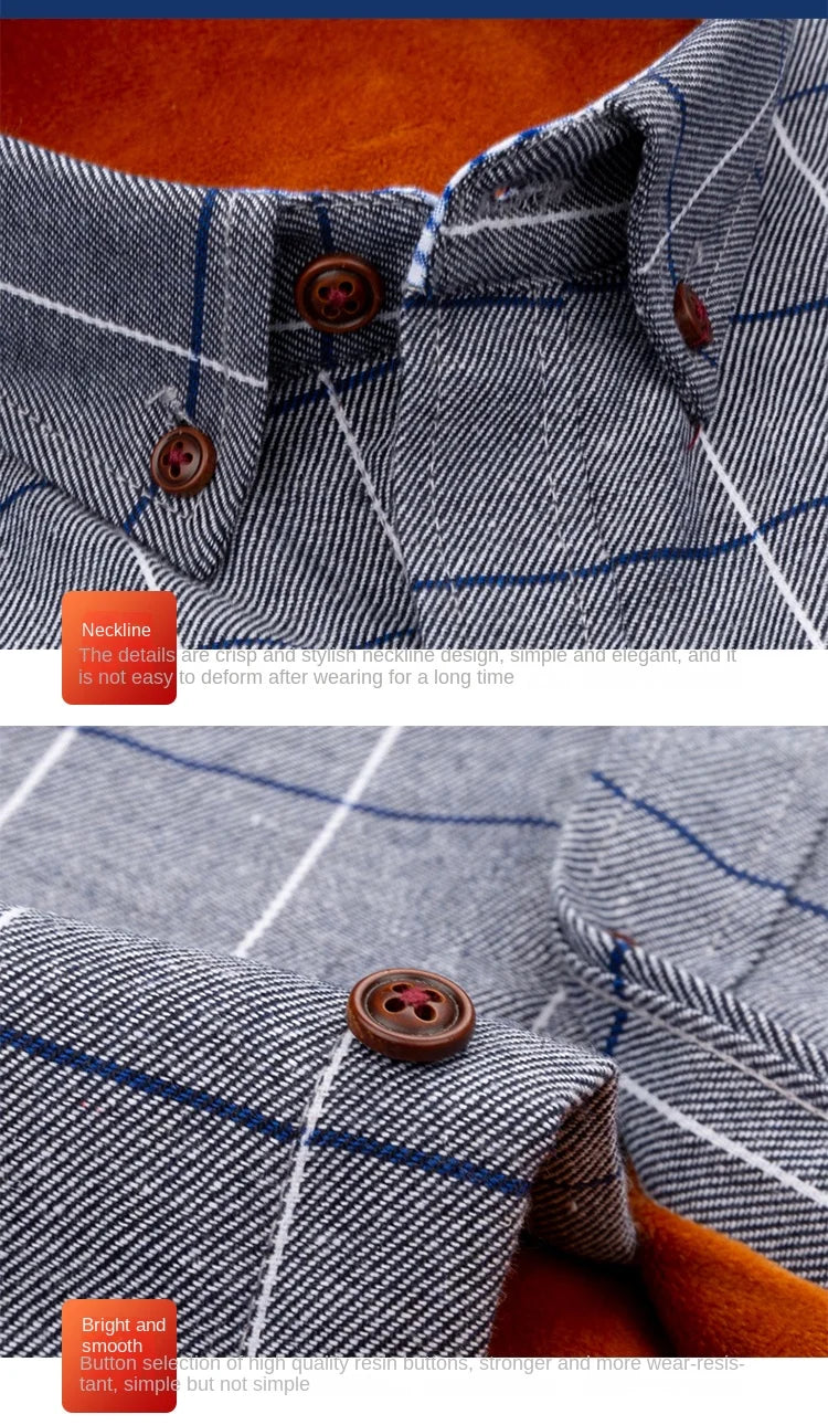 Longsleeve Shirts for Men 2025 Autumn Winter New Warm Plus Velvet Thick Cotton Lapel Casual Plaid Shirts Brand Mens Clothing