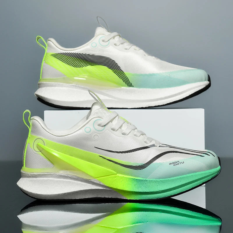 Sports Men Running Shoes Carbon Board Speciality Marathon Breathable Lightweight Women's Comfortable Athletic Nonskid Sneakers