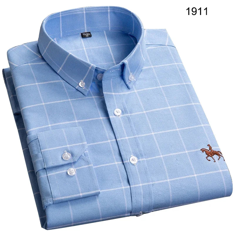 Long Sleeve Shirts for Men Clothing Autumn Winter 100% Cotton Oxford Top Blouse Large Size Business Casual Shirts Korean Fashion