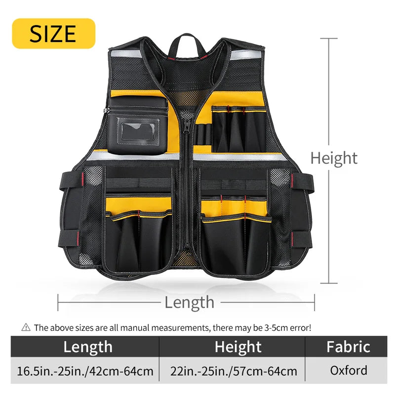 Electrician Tool Vest Storage Bag Holder Handyman Adjustable Strap Workshops Craftsmen Convenient Tool Gardening Multi Pocket