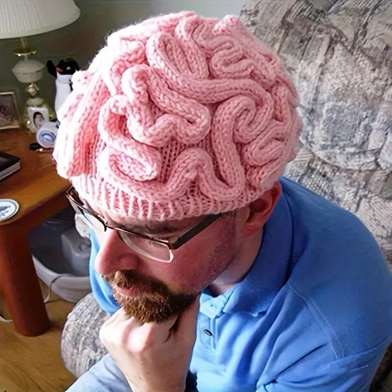 Funny Brain Y2K Beanie Trendy Hip Hop Unisex Knit Hats Elastic Skull Cap Warm Beanies For Women & Men