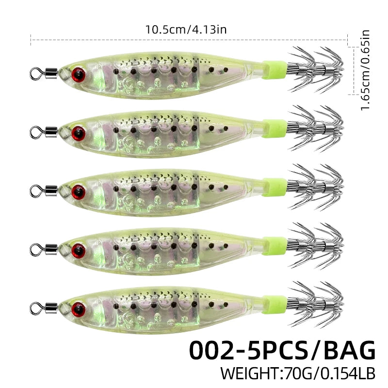 Glow-in-the-dark wood shrimp squid hook plastic hard bait blowpipe octopus hook lure fake bait squid bait