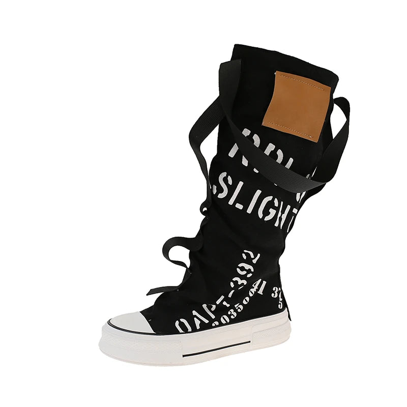 Platform Long-thigh Boots 2025 New Fashionable and Versatile Design Sense Niche High-top Stacking Board Shoes