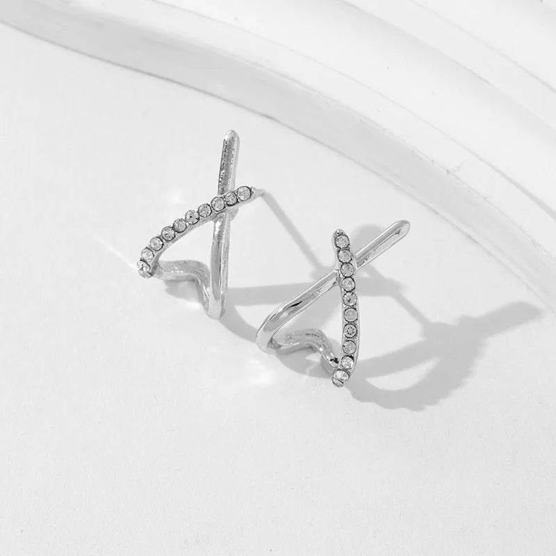 Trendy Inlaid with Rhinestones Cross Stud Earrings for Women Dainty Simple Minimalist Earring Fashion Jewelry Party Gifts