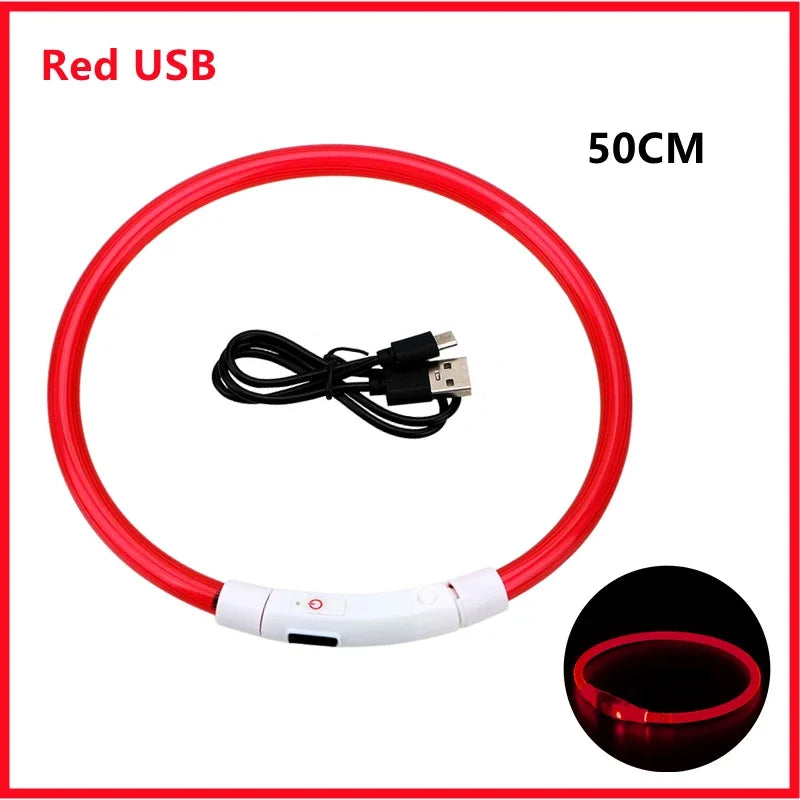 Led Glowing Dog Collar  Luminous Collar Adjustable Night Light  Harness Dog Leash For Girl Small Dogs Cat Pet Safety Accessories