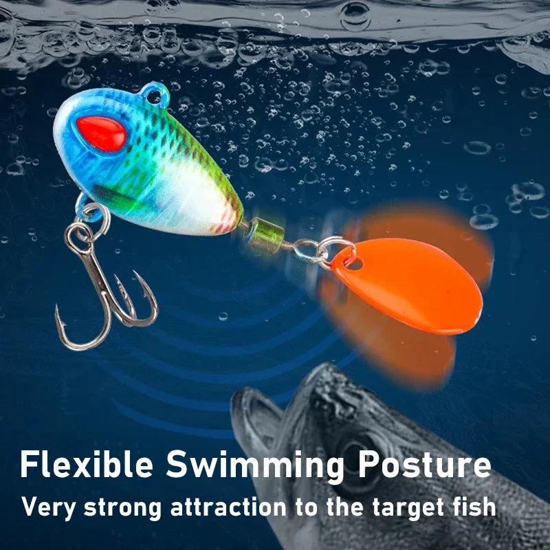 Far Casting Sea Bass Fishing Lures Set Spoon Spinner Bait Sinking Wobblers Metal Jig VIB  Rotating Sequin Tail Saltwater Baits