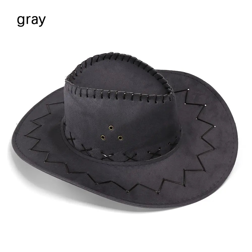 Women Men Cowboy Hat Western Suede Cowgirl Hats Fashion West Fancy Dress Party Headwear Unisex Cap