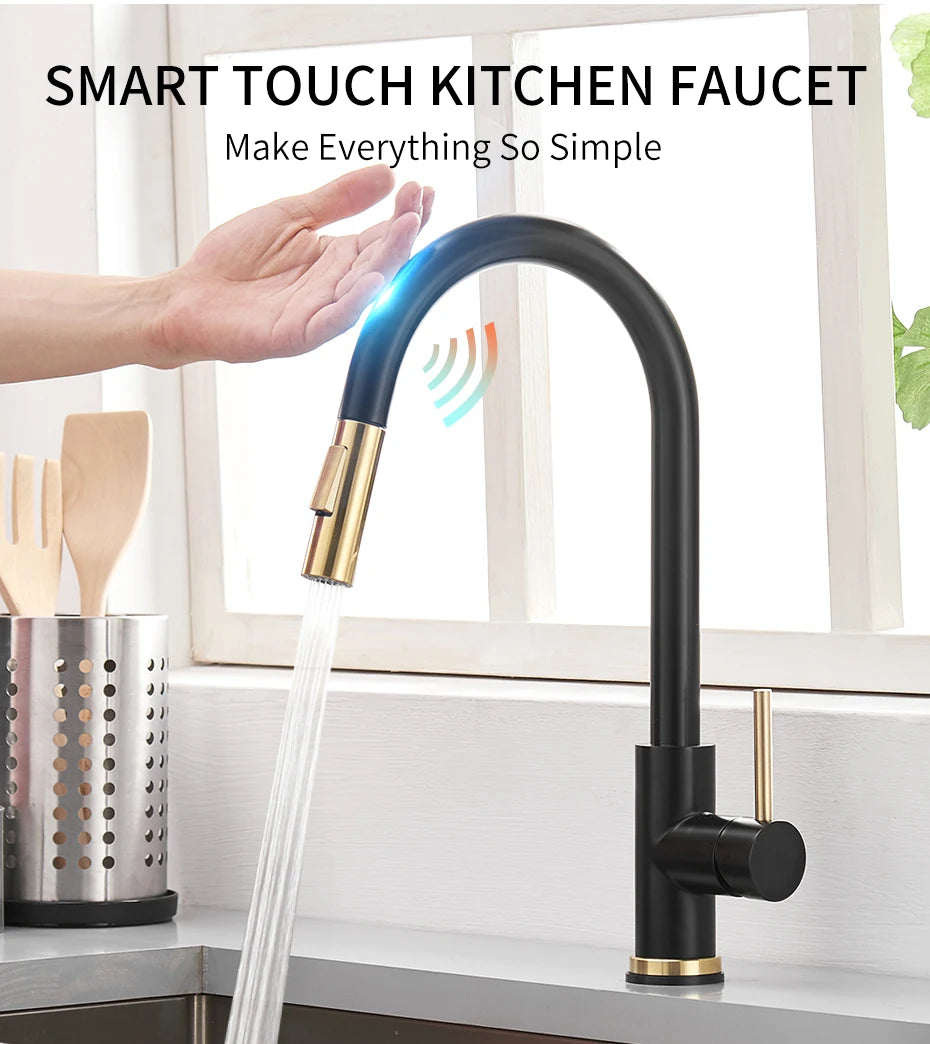 Pull Out Sensor Black Kitchen Faucet Sensitive Touch Control Faucet Mixer For Kitchen Touch Sensor Kitchen Mixer Tap 1005