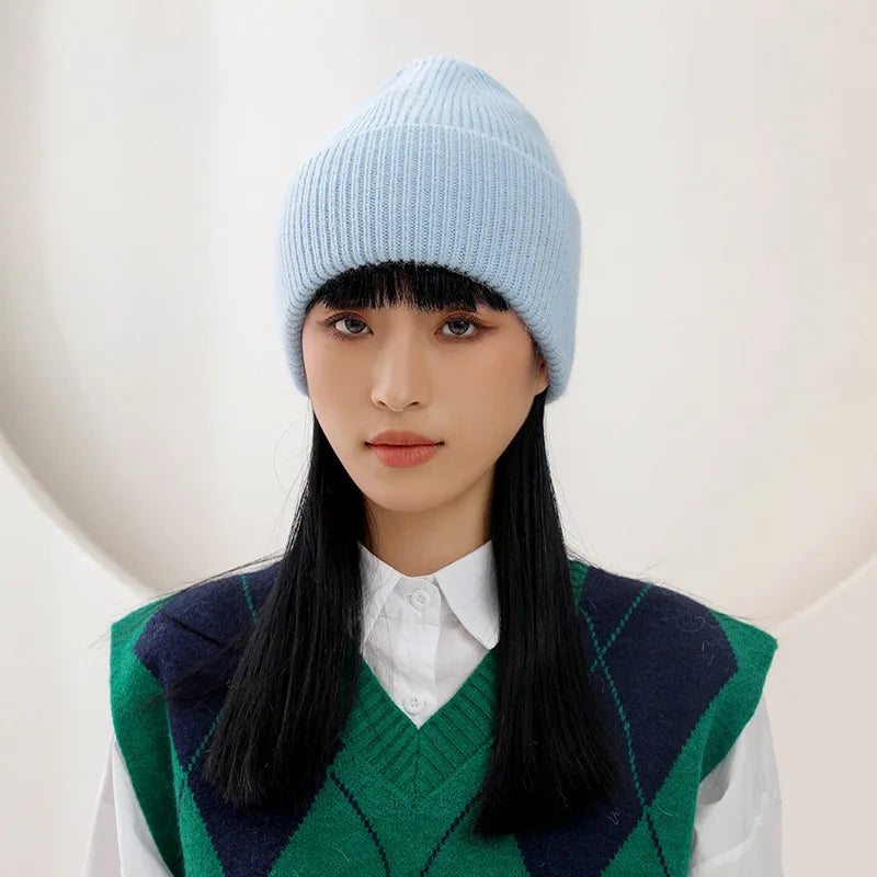 Men's and women's cold hats, winter hats, women's windproof pullover knitted hats, versatile and warm woolen hats